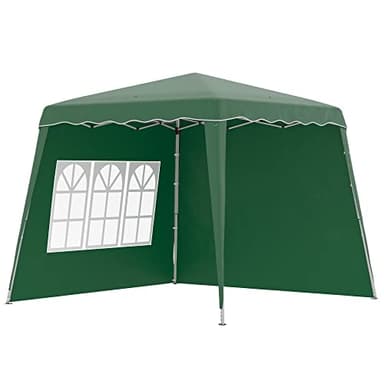 Outsunny Carpa Plegable con 2 Paredes Laterales 3x3 m Cenador Pabellón de Jardín con Altura Ajustable y Bolsa de Transporte Protección UV50+ Impermeable Gazebo para Exterior Patio Verde