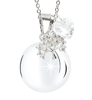 MAMIJUX Llamador de ángeles, árbol de la vida, madre, idea regalo embarazada, collar de mujer con llamador de ángeles, cadena de acero, ['Cobre', 'Plata', 'Acero'], Plata,Cristal