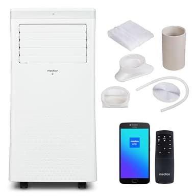 MEDION Aire Acondicionado Portátil con Wifi y Mando a Distancia P702 (MD 37737) 7000 BTU, Pantalla LED, 3 Modos, 2 Velocidades, Cobertura 25m2