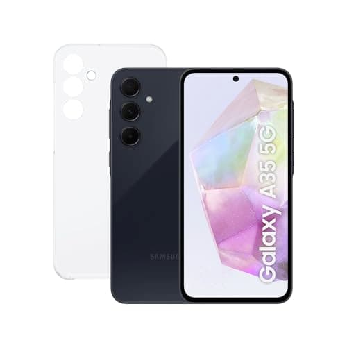 Samsung Galaxy A35 5G 128GB + Funda Transparente - Teléfono Móvil Android, Smartphone Libre, 6GB RAM, Batería 2 Días de Duración, Cámara 50MP, Negro (Versión Española)
