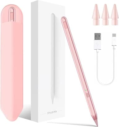 Milikilo Lápiz para iPad 2018-2024, Chip Pro Carga Rápida, Rechazo de Palma, Encuentra Pencil para iPad 6/7/8/9/10, iPad Pro 11"/12.9"/M4, Air 3/4/5/M2, Mini 5/6 (Rosa)