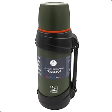 Tirsuli Termo de Viaje 2 litros – Doble Pared de Acero Inoxidable – Camping o Senderismo. Caliente o Frio más de 24 horas, Agua, Café, Leche, Té o Mate (Verde)