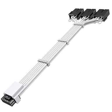 AsiaHorse PCIE 5.0 GPU 16AWG Cable de extensión del adaptador de corriente para PC,Extensión de cable con funda GPU 12VHPWR,16(12+4)Pin a 3*8Pin para GPU RTX 3090Ti/4070Ti/4080/4090,30CM,600W,Blanco