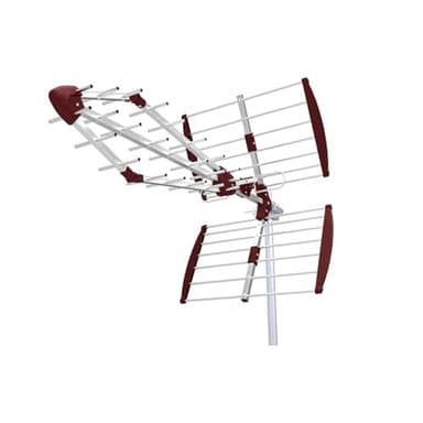 TECHZOCO Antena TDT LTE 700 Alta Ganancia, Antena Triple Plegable UHF G=18 dB, Aluminio de 16,5 mm de sección en Eje Principal, Ideal para recepción de Televisión Digital Terrestre, Rojo