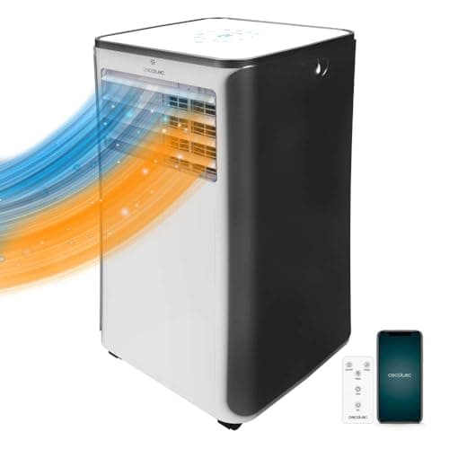 Cecotec Aire Acondicionado Portátil con Mando a Distancia, Wifi y Bomba de Calor ForceClima 9500 Soundless Heating Connected. 9000 BTU, Pantalla LED, 5 Modos, Cobertura 25m2