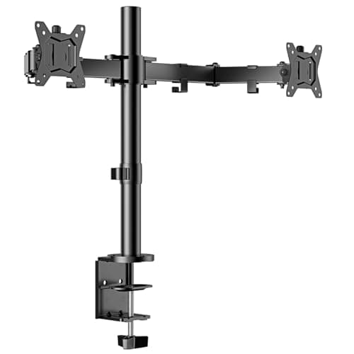 ErGear Soporte 2 Monitores para 13-32” Pulgadas, Soporte Dos Monitores, Brazo Monitor Ajustable en Altura con Inclinación, Giro y Rotación, VESA 75x75/100x100, Acero, Negro