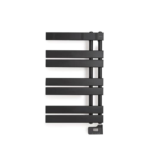 CREATE / Warm Towel Modern/Toallero Eléctrico de Pared Negro / 80x50 cm / 2 en 1, 6 Modos Funcionamiento, Pantalla LCD, Temporizador hasta 24h, 400W
