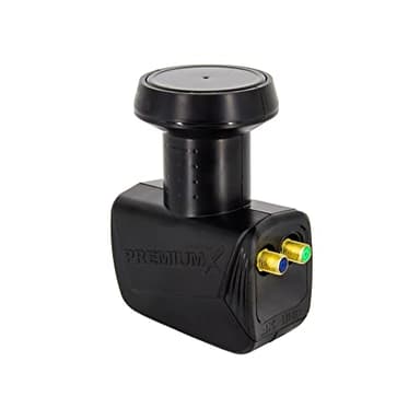 PremiumX Twin LNB para 2 Usuario – Convertidor de Señal de TV con Protección Meteorológica – LNB Satelital Digital en Negro – DVB-S2 8K UHD 4K Full HD