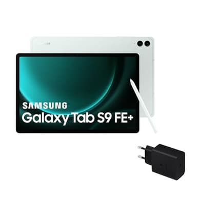 Samsung Galaxy Tab S9 FE+ - Tablet + Cargador, 256 GB, Wifi, S Pen incluido, Batería de Larga Duración, Clasificación IP 68, Verde Menta (Versión Española)