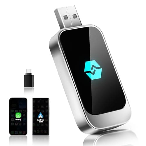 Adaptador Inalámbrico Android Auto & CarPlay, Mini Stick Convierte Android Auto/CarPlay con Cable Inalámbrico para Autos con AA & CarPlay, USB C/A, Plug and Play, Compatible con iOS 10+ o Android 12+