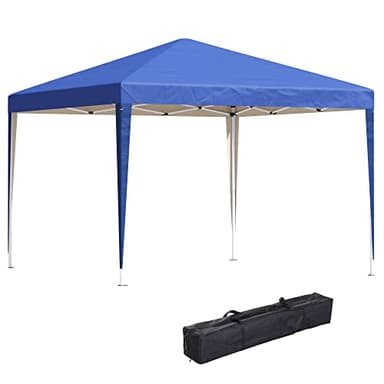Outsunny Carpa Plegable Gazebo 3x3 m Cenador Plegable con Altura Ajustable en 3 Niveles Toldo Anti-UV y Bolsa de Transporte para Camping Fiestas Azul