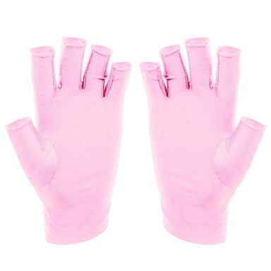 SUNUV Guantes UV para uñas de gel, protección UV UPF 50, guantes para lámpara de uñas de gel, guantes profesionales de protección UV para técnico de uñas (rosa)