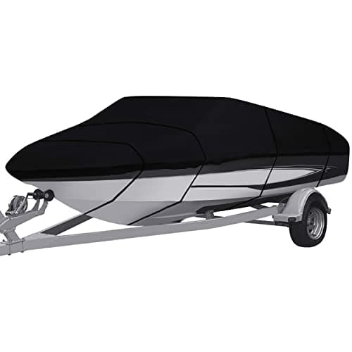Schleuder Funda para Barco, Resistente 210D/420D de Grado Marino,Tela Oxford Impermeable con protección UV, Casco en V Runabout Jumbo Boat Speedboat Fishing Ski Boat (14-16FT-V,420D)