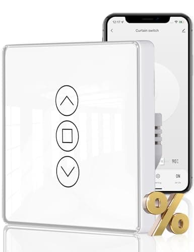 MOES Interruptor de Persianas Inteligente WiFi 2.5D, Control de Persianas con Ajuste de Porcentajes, Temporizador y Control por Voz, Compatible con Alexa y Google Home, Requiere Cable Neutro