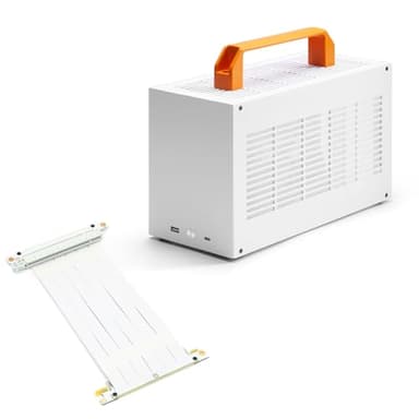 Mini-ITX - Funda para juegos de PC, color blanco, volumen de 6,9 L, portabilidad ultra alta y se puede poner en una mochila/cable elevador PCI-E Gen 3 y panel lateral de ventilación acrílico incluido