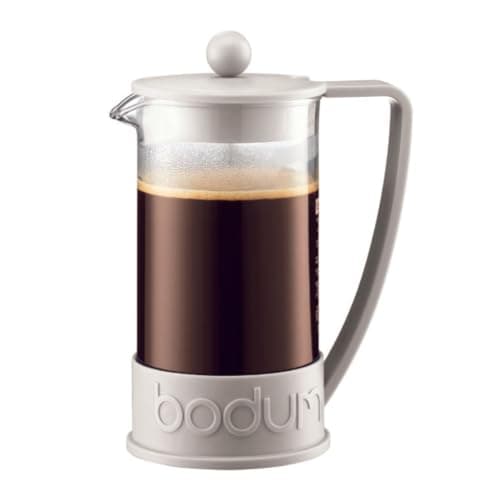 Bodum French Press System Brazil 8 Cups 1 L Cafetera émbolo, Vidrio, plástico, Blanco Crema, 8 Tazas