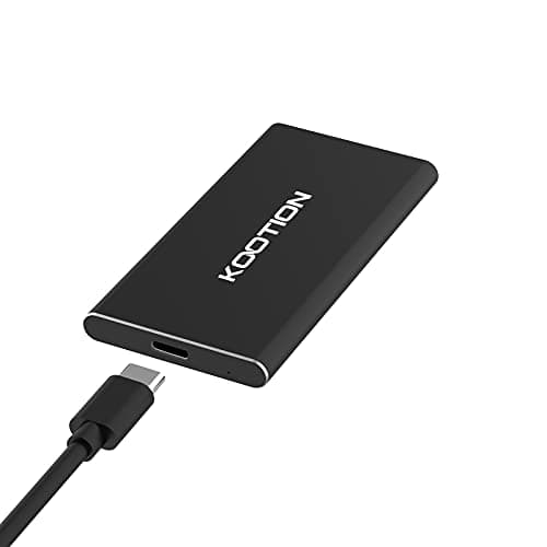 KOOTION SSD 250GB Externo Portátil USB 3.1 Disco Duro External Portable Tipo C, Alta Velocidad de Lectura y Escritura de hasta 550 MB/s y 500 MB/s, para Windows, MacBook, Xbox, Smart TV, PS3/4, 41g