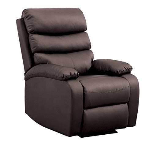 gridinlux® | Sillón Relax Masajeador Reclinable Manual con Calor Lumbar | Mando | 8 Motores y 4 Zonas de Masaje | Lectura Salón Despacho | Extra Acolchado Polipiel Marrón