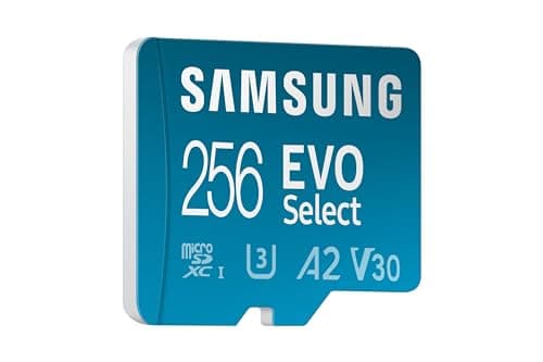 Samsung EVO Select (2024) Tarjeta microSD + Adaptador SD, 256 GB, Tarjeta de Memoria para Smartphone y Tablet, UHS-I U3, 4K UHD, Full HD, Lectura 160 MB/s, MB-ME256SA/EU