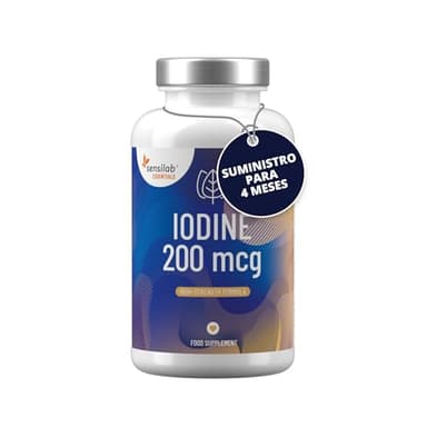 Yodo 200 mcg - Yoduro de Potasio para el Apoyo de la Tiroides y el Sistema Nervioso - 120 Pastillas de Yodo - Para 4 Meses - Sensilab