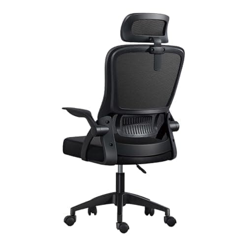 Silla de Oficina, para Gaming, Escritorio Ergonómica con Reposacabezas, Ajustable y con Soporte Lumbar | Respaldo de Malla Transpirable | Reposabrazos Abatibles de 90° | Giratoria 360° (Negro)