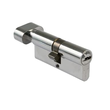 Amig - Cilindro de seguridad con muletilla | Cerradura para puertas | Bombín de Alta Seguridad | Antiganzúa y Antitaladro | Incluye 5 llaves | Cromado Brillo | Medidas: 70 (30M-40 mm)