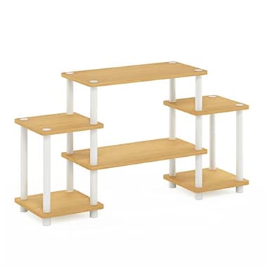 Furinno Turn-N-Tube No Tools Entertainment Center, Beech/White