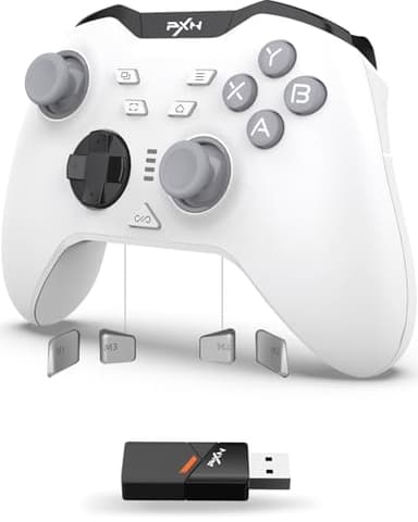 PXN P5 Mando PC Switch Inalámbrico 2025 – Hall Effect Joystick & Trigger, 4 Macro, 3 Modos (2.4G/BT/SW), Doble Vibración, Turbo, 1000mAh, App – Mando para PC, Switch, Android, iOS & Steam Deck