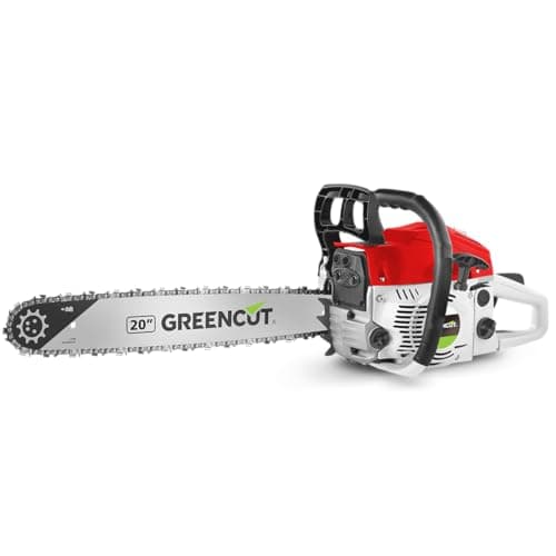 GREENCUT GS610X - Motosierra de gasolina, motor 2 tiempos 62cc 3.6cv, espada 20”, longitud corte 50.8cm, para tala y poda, antivibración