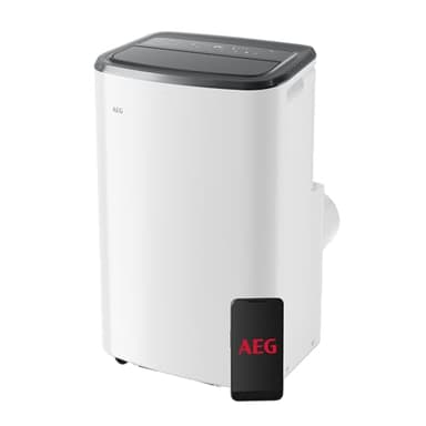 AEG AXP26U559HW Aire Acondicionado Portátil - Función Frío y Calefacción, Deshumidificador, Ventilador, Bluetooth, Wi-Fi, Temporizador 24 horas, Control remoto APP, A+, Kit ventana incluido, Blanco