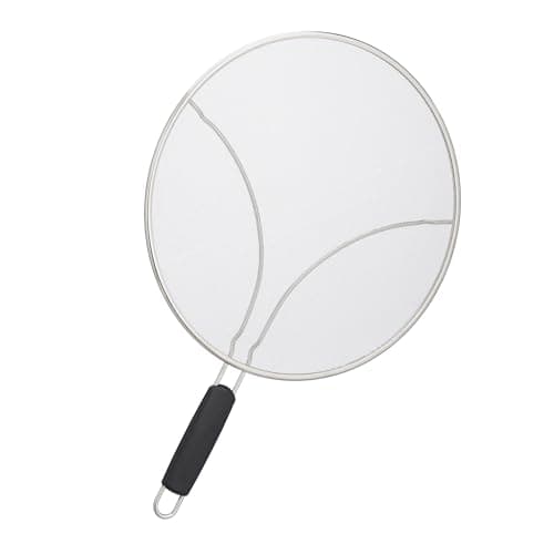 Relaxdays Spritzschutz für Pfannen Tapa Antisalpicaduras, para Sartén de 33 cm, Protector Anti Salpicaduras con Mango, Acero Inoxidable, Plateado, 0,5 x 48 x 33 cm