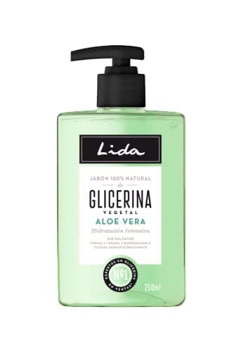 Lida - Jabón Líquido de Manos 100% Natural de Glicerina y Aloe Vera | Gel de Manos | Limpia e Hidrata en Profundidad todo Tipo de Pieles | Elaboración Tradicional - 250 ml