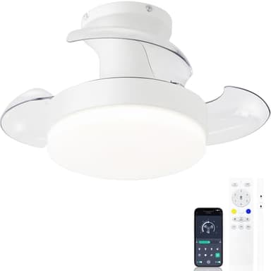 Lampara Ventilador Techo Aspas Retráctiles Plegables, Ventilador Techo Pequeño Con Luz Silencioso Regulable, 6 Vel Motor DC, 52cm Ventilador Retractil Techo Ocultas Para Dormitorio/Habitación Infantil