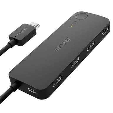 BENFEI USB 3.0 HDMI Switch 4K@60Hz, 2K@144Hz, HDCP 2.3【con Soporte de Ecualización Adaptativa y Distancia de transmisión HDMI de hasta 9M】 Compatible con PS5/4, Xbox, Roku, FireStick