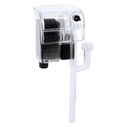 MXTIMWAN Filtro Acuario Externo 60L,Filtro Pecera Pequeña,Filtro Mochila Acuario,Flujo Ajustable Filtro para Colgar 250L/h,Filtro de Cascada para Acuarios,Filtros para peceras con Esponja Filtrante