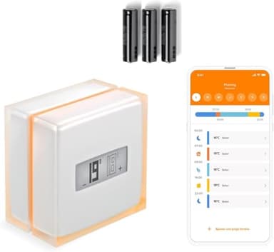 Netatmo Termostato Inteligente y Conectado de Ahorro de energía, WiFi, controla la calefacción de Forma remota Mediante la aplicación|Compatible con Calderas Individuales, NTH01-AMZ