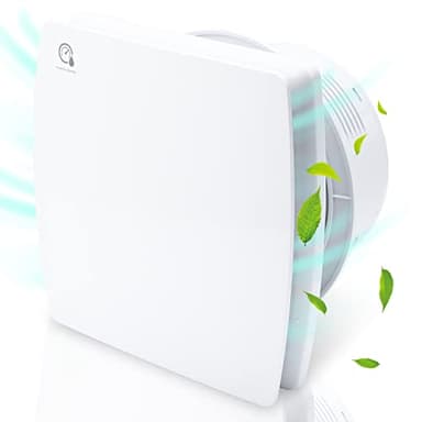 Ikodm 100 mm Ventilador extractor de baño aire con Temporizador & Sensor de humedad y válvula antirretorno, Silencioso, Bajo consumo, Ideal para Baño,Cocina,Inodoro,Calidad