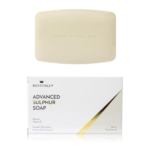 Revitale Tratamiento de jabón de azufre puro vegetal avanzado, 80 g, antibacteriano, ayuda a combatir puntos negros, manchas, irritación de la piel