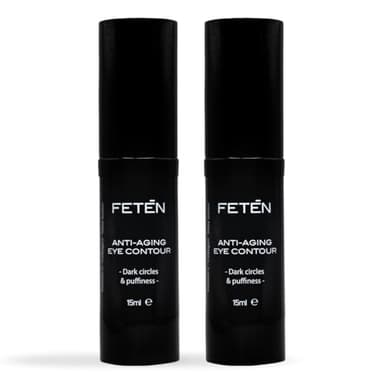 FETĒN Contorno de Ojos Hombre, Antiojeras y Bolsas con Vitamina C, Crema Antiedad Despigmentante para Ojeras, Sérum Hidratante Antiarrugas, Tratamiento para Ojeras, Bolsas y Párpados Caídos (2 ud.)