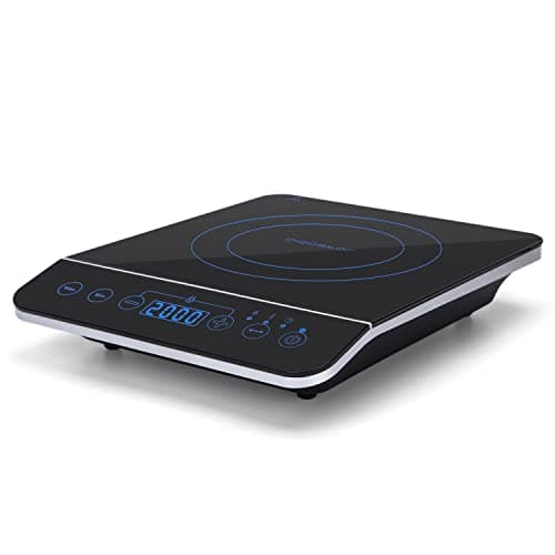 Aigostar BlueFire 30PKZ- Placa de inducción portátil, 2000 W, control táctil, 10 niveles de potencia, temporizador, pantalla digital LED. Para recipientes entre 13 y 24 cm diámetro