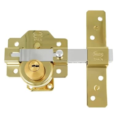 Amig - Cerradura de Sobreponer | 90 x 154 mm | Oro | Cilindro de seguridad de 50 mm y 6 pines | Pestillo de Apertura | Sistema Antibumping y Protección contra Ganzúas