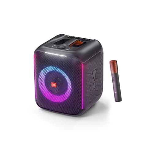 JBL PartyBox Encore Altavoz portátil para fiestas en interiores y exteriores, con luces integradas, a prueba de salpicaduras IPX4, graves profundos y 10 horas de tiempo de reproducción, en negro