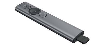 Logitech Spotlight Presentador Inalámbrico, 2.4 GHz y Bluetooth, Receptor USB, Puntero Láser Digital, Distancia de 30 Metros, Cronometro, PC, Mac, Android, iOS, Slate