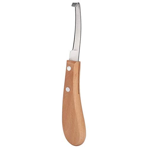 Atyhao Cuchillo para Pezuñas, Acero Al Carbono, Kits de Herramientas Profesionales para Herradores y Cuchillo para Pezuñas para Diestros de Cuero Multipropósito para Herradores (Mano Derecha Recta)
