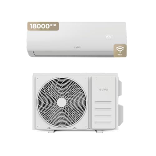 Aire acondicionado Split 4500 Frigorias, EVVO CLIMA refrigeración y calefacción, WIFI, Motor inverter, bomba de calor, clase A++/A+, deshumidificador, R32 (18.000 BTU)