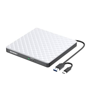 BENEWY Lector CD DVD Externo,Grabadora DVD Externa,USB 3.0&Type C Portátil CD/DVD -/+RW Drive,Plug & Play Lector de CD/DVD para Laptop, Desktop,Mac OS,Macbook,Windows/Linux