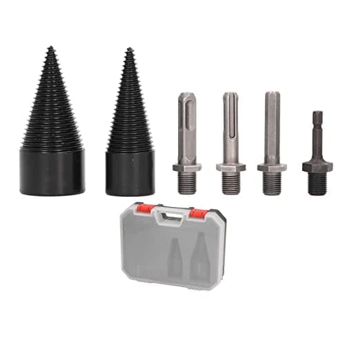 Broca de Leña, Divisor de Madera, 6 Unidades, Divisores de Troncos de 32mm y 42mm, Divisores de Troncos de Madera, con 4 Mangos para Taladros Eléctricos