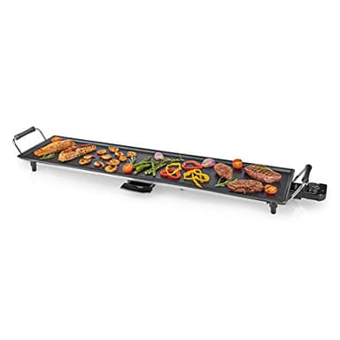 Nedis Plancha eléctrica Estilo Teppanyaki - con 5 Posiciones de Temperatura, Control de termostato y Bandeja Recoge Grasa extraíble - Negro