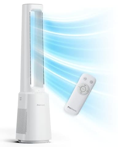 Pro Breeze OmniAir Ventilador de Torre sin Aspas 105,6 cm con Purificador de Aire, Oscilación 75°, Ultra Silencioso, Mando a Distancia, Filtro HEPA, Pantalla LED, 10 Velocidades y 5 Modos