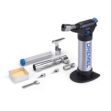 Quemador de gas butano estacionario Dremel Versaflame 2200, mini soplete y pistola de calor inalámbricos para soldar, doblar tubos, soldar, retractilar